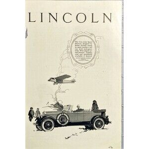 Lincoln Motorcar "The low, trim Sport Phaeton design by Brunn" Vtg Print Ad 1926